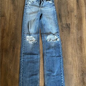 BKE Blue Distressed Straight Leg Jeans